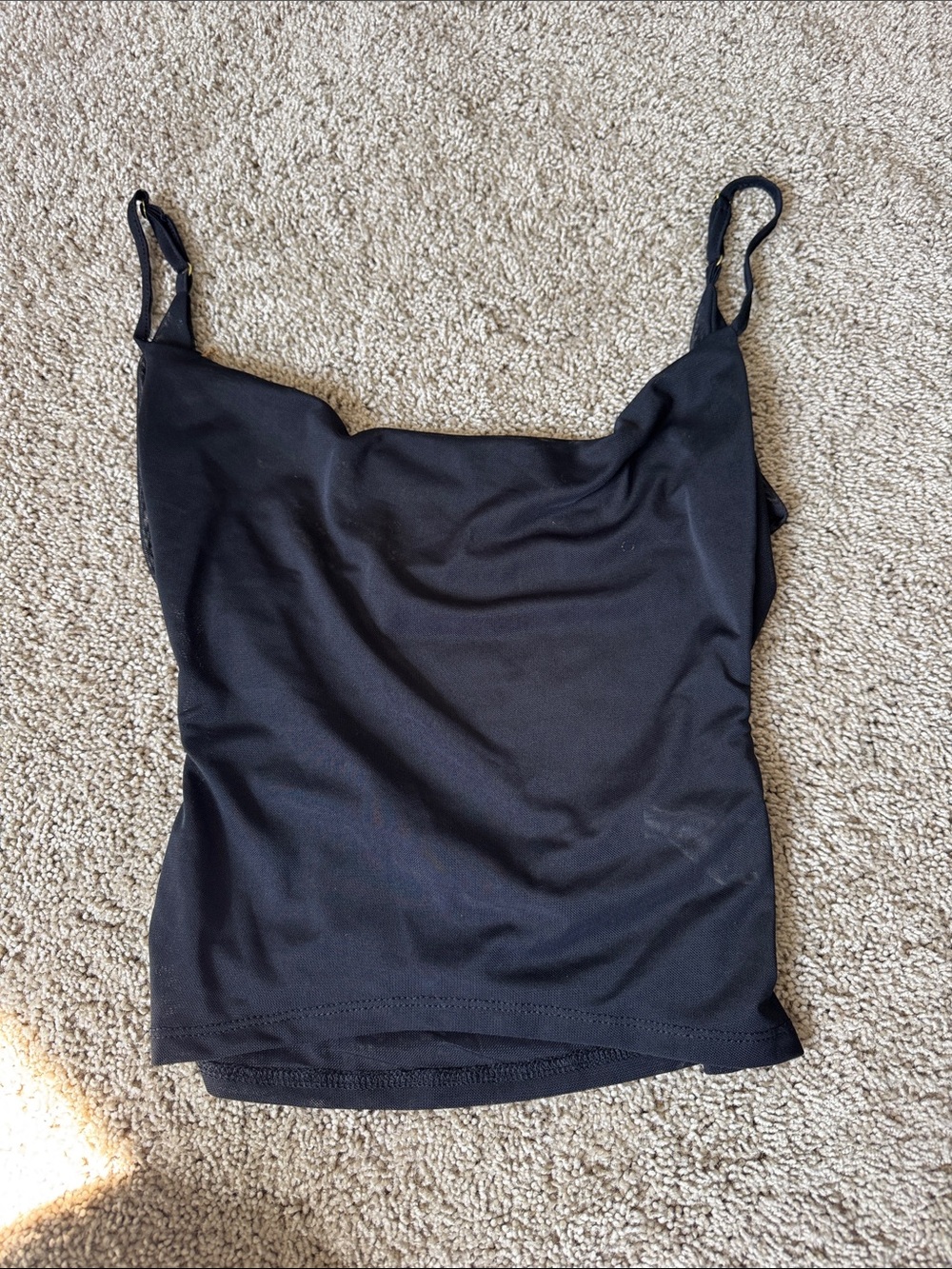 Black Mesh Tank Top with Gold Chains in Back